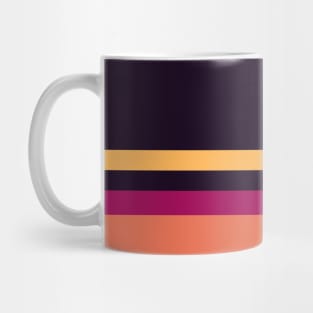 A gentle alliance of Almost Black, Dark Fuchsia, Faded Red, Light Red Ochre and Butterscotch stripes. Mug